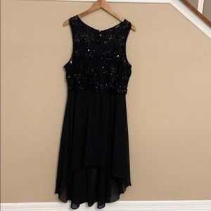 High Low Sequin Black Dress